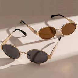 2pcs/ Oval Shape Metal Sunglasses Classic Men's Vintage Sun Glasses Women Outdoor Leisure Eyewear UV400 Ladies Shades