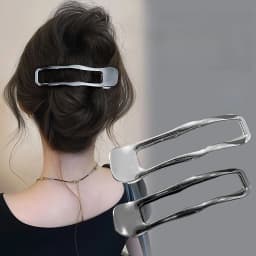 Hollow Rectangle Hair Claw Clips Metal Duckbill Hair Clips Non-Slip Grip Hair Barrettes Geometric Hair Accessories for Daily