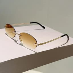 KAMMPT Rimless Oval Sunglasses Men Fashion Gradient Decor Shades Women 2025 New Trendy Vintage Brand Design Casual Sun Glasses