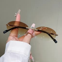 KAMMPT Rimless Oval Sunglasses Men Fashion Gradient Decor Shades Women 2025 New Trendy Vintage Brand Design Casual Sun Glasses