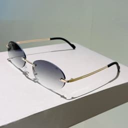 KAMMPT Rimless Oval Sunglasses Men Fashion Gradient Decor Shades Women 2025 New Trendy Vintage Brand Design Casual Sun Glasses
