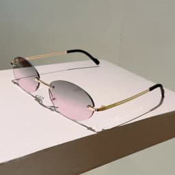 KAMMPT Rimless Oval Sunglasses Men Fashion Gradient Decor Shades Women 2025 New Trendy Vintage Brand Design Casual Sun Glasses