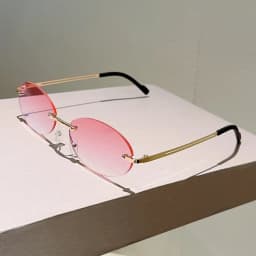 KAMMPT Rimless Oval Sunglasses Men Fashion Gradient Decor Shades Women 2025 New Trendy Vintage Brand Design Casual Sun Glasses