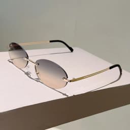 KAMMPT Rimless Oval Sunglasses Men Fashion Gradient Decor Shades Women 2025 New Trendy Vintage Brand Design Casual Sun Glasses