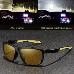 Square Yellow Night Vision Anti-Glare Goggles for Men Women Driving Fishing Beach Sunglasses UV Protection Polycarbonate Glasses