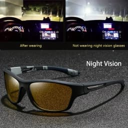 Square Yellow Night Vision Anti-Glare Goggles for Men Women Driving Fishing Beach Sunglasses UV Protection Polycarbonate Glasses