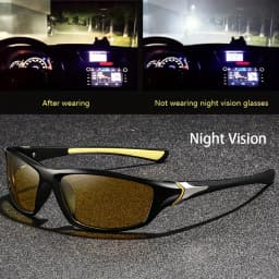 Square Yellow Night Vision Anti-Glare Goggles for Men Women Driving Fishing Beach Sunglasses UV Protection Polycarbonate Glasses