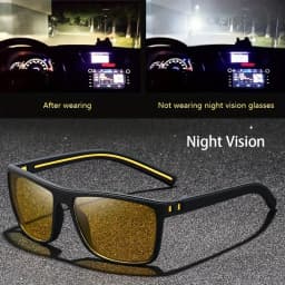 Square Yellow Night Vision Anti-Glare Goggles for Men Women Driving Fishing Beach Sunglasses UV Protection Polycarbonate Glasses