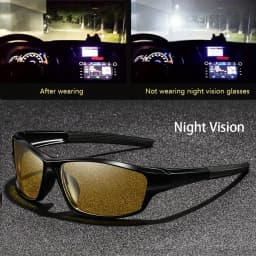 Square Yellow Night Vision Anti-Glare Goggles for Men Women Driving Fishing Beach Sunglasses UV Protection Polycarbonate Glasses