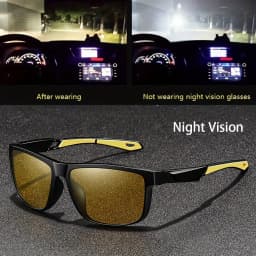 Square Yellow Night Vision Anti-Glare Goggles for Men Women Driving Fishing Beach Sunglasses UV Protection Polycarbonate Glasses