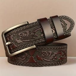 New Genuine Leather Men's Retro Western Style Fashionable Alloy Buckle Belt Men's High-End Luxury Brand Jeans Belt Women