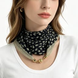 Leopard Print Magnetic Buckle Scarf, 60cm Square Thin Chiffon Neck Scarf, Quick & Easy Wear Fastening Neck Wrap,Decorative Scarf