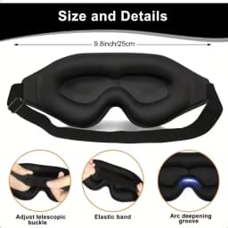 3D Eye Mask, Comfortable & Breathable Sleep Mask with Nose Pad, Adjustable Size Eye Cover for Sleeping, Travel & Nap, Blackout