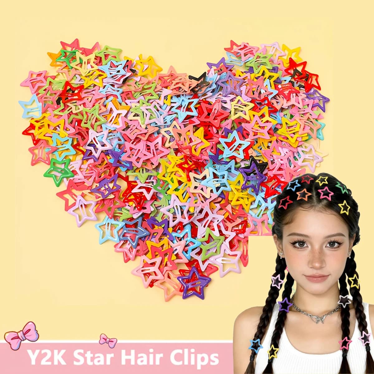 50/100pcs Colorful Star Hair Clips Durable Hair Accessories for Women Fashionable Hair Decorations for School Parties Vacations