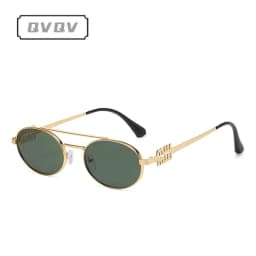 New Trendy Double Beam Metal Frame Oval Sunglasses Trendy Streetwear Women Brand Design Sun Glasses Unisex Sunnies UV Protection