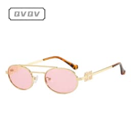 New Trendy Double Beam Metal Frame Oval Sunglasses Trendy Streetwear Women Brand Design Sun Glasses Unisex Sunnies UV Protection