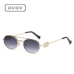 New Trendy Double Beam Metal Frame Oval Sunglasses Trendy Streetwear Women Brand Design Sun Glasses Unisex Sunnies UV Protection