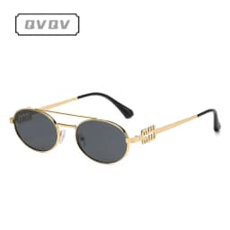 New Trendy Double Beam Metal Frame Oval Sunglasses Trendy Streetwear Women Brand Design Sun Glasses Unisex Sunnies UV Protection