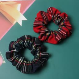 2pcs Plaid Scrunchies Set Autumn and Winter Women Hair Elastic Hair Bands Girls Hair Ties Ponytail Holders  Hair Accessories