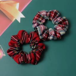 2pcs Plaid Scrunchies Set Autumn and Winter Women Hair Elastic Hair Bands Girls Hair Ties Ponytail Holders  Hair Accessories