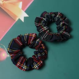 2pcs Plaid Scrunchies Set Autumn and Winter Women Hair Elastic Hair Bands Girls Hair Ties Ponytail Holders  Hair Accessories