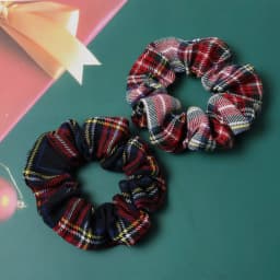 2pcs Plaid Scrunchies Set Autumn and Winter Women Hair Elastic Hair Bands Girls Hair Ties Ponytail Holders  Hair Accessories