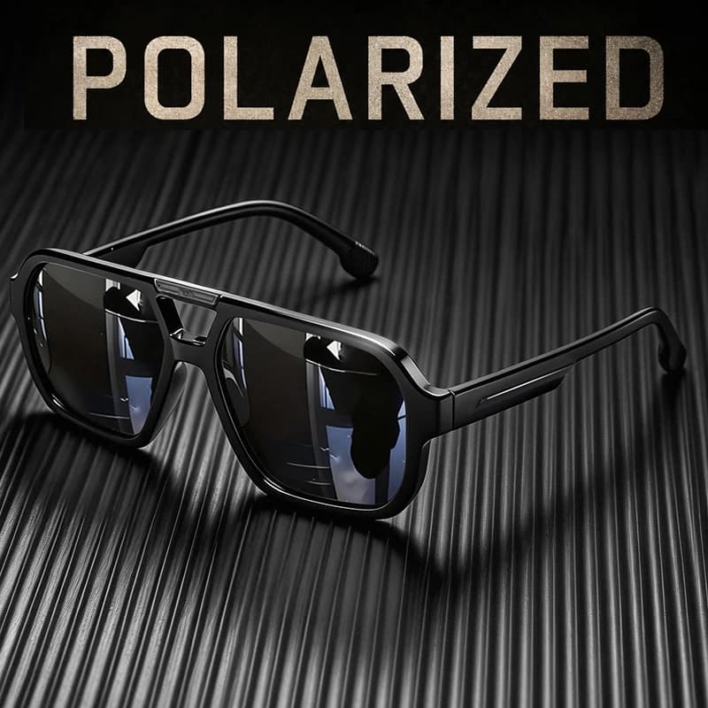 Polarized Pilot Sunglasses Men Women 2026 Retro Square Double Bridge Vintage Sun Glasses UV400 Driving Outdoor