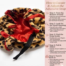 Leopard Print Teddy Plush Hair Bonnet with Big Bow, Satin Lined Soft Fluffy Night Sleep Cap, Adjustable Bear Ear Hair Wrap for W