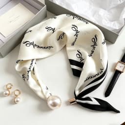 Elegant Chic Pearl Stripe Scarfs Women Fashion Convenient Magnetic Buckle Scarf Pearl Tail Artistic Accessory Neck Wrap Scarves