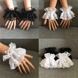 Lolita Short Hand Sleeve Gloves Steampunk Lolita Hand Sleeve Wrist Cuffs Ruffled Floral Lace Elastic Bracelet Clothing Accessory