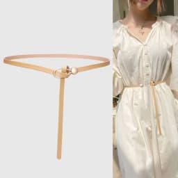 No-hole Knotted Belt Vintage PU Leather Waistband Solid Color Vintage Decorative Belts Thin Dress Girdle For Women