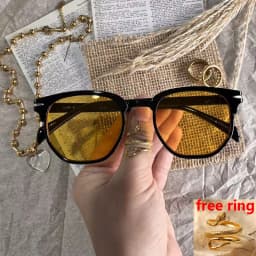 Retro Sunglasses Men Women Popular Square Oval Sun Glasses Ladies Black Eyeglasses Driver Goggles UV400 Mirror
