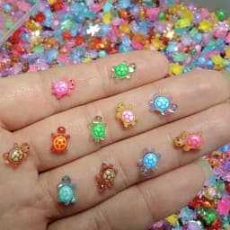 100Pcs Cartoon 3D Luminous Turtle DIY Night Glow Mini Resin Animals Dopamine Colored Miniature Figurines Fairy Garden Decoration