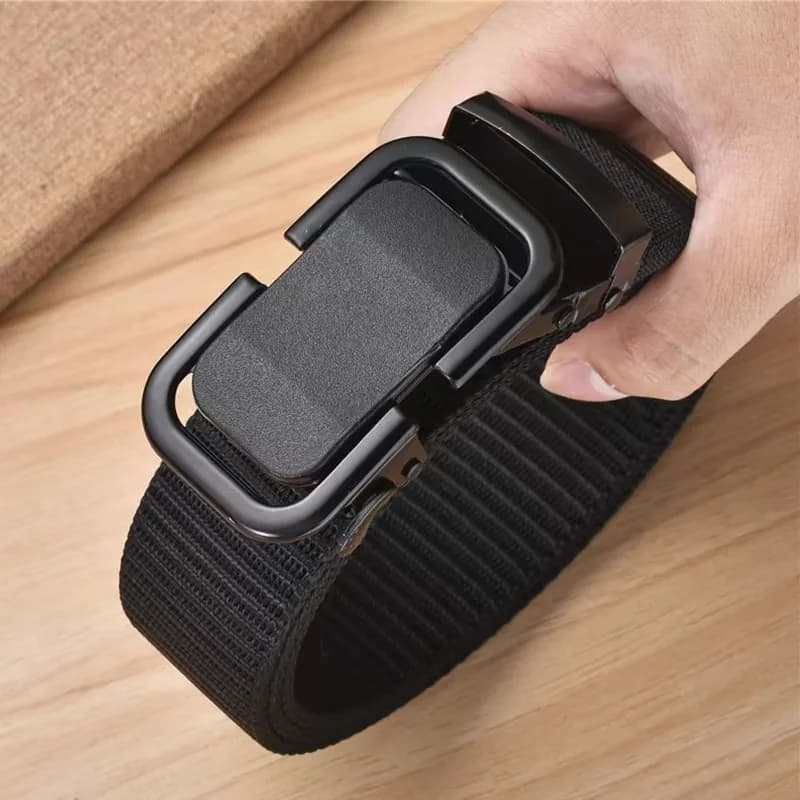 Automatic Buckle Canvas Belt - Durable Tactical Workwear for Men - Stylish Outdoor Pants Belt with Quick-Releas