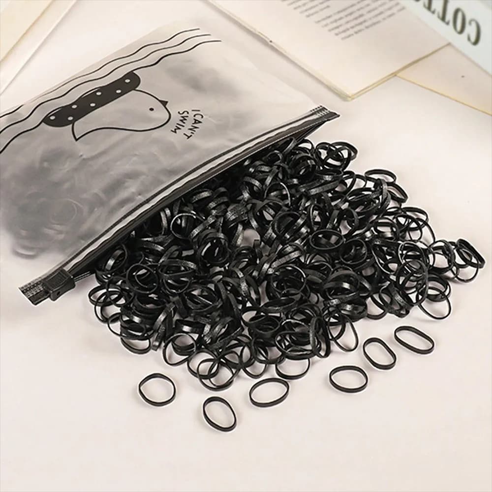 1000 Pcs/Pack Colour Children Disposable Rubber Band Black Transparent High Elasticity No Harm to Hair Accessories Headband