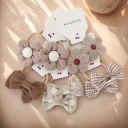 10Pcs Headbands with Colorful Flowers & Bows Soft Polyester Hairbands Perfect for Casual Wear Playful Design Hair Accessories