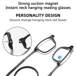Portable Magnetic Reading Glasses for Men Reading Glasses with Magnet Hang on Neck Presbyopic Glasses Women
