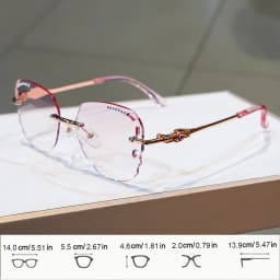Rimless Reading Glasses Rhinestone Sparkling Eyewear Fashionable Elegant Eyeglasses Metal Frame with PC Lens Irregular Glasses