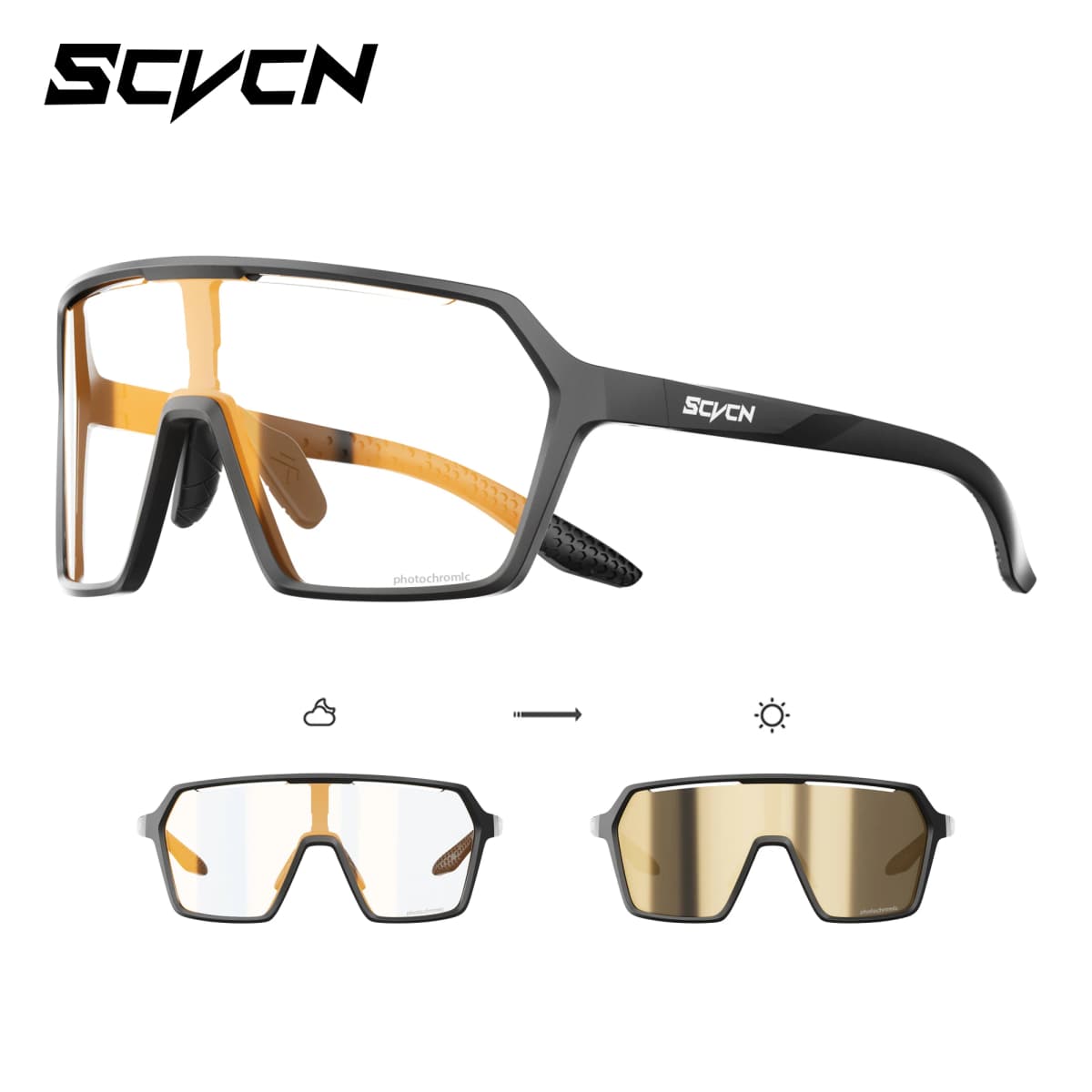 2026 SCVCN New Photochromic Sunglasses for Men Cycling Glasses UV400 Women Driving Glasses MTB Road Bike Sports Eyewear Running