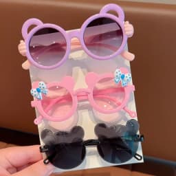 2/3Pcs Boy Girl Cute Bear Frame Bowknot Kids Children Fashion Glasses Eyewear