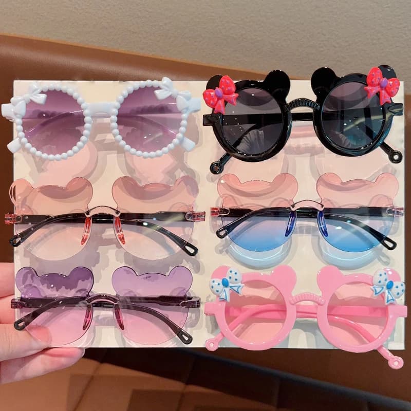 2/3Pcs Boy Girl Cute Bear Frame Bowknot Kids Children Fashion Glasses Eyewear