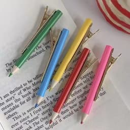 5Pcs/Set Creative Pencil Shaped Hair Clip Multi Color Simulation Pen Shaped Side Clip Fun Girl Heart Decor Hair Clip
