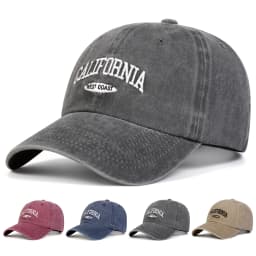 Unisex CALIFORNIA Letter Embroidery Wash Baseball Caps Spring and Autumn Outdoor Adjustable Casual Hats Sunscreen Hat