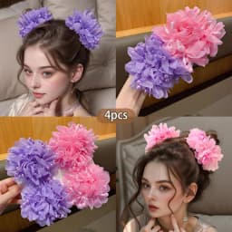 2 little girls pink cute headband hair accessories for children