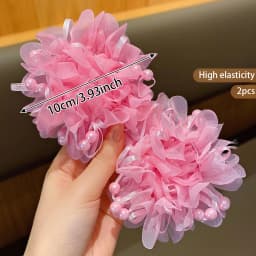 2 little girls pink cute headband hair accessories for children