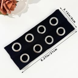 Hip-hop punk style hollowed-out air eye metallic stretch headband for both men and women, music festival rock dark headband