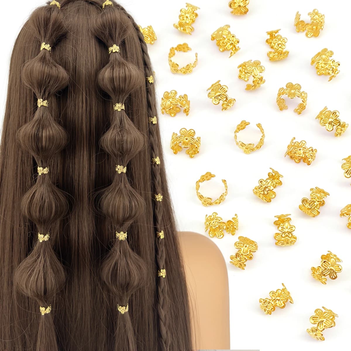 40Pcs Vine Leaf Shaped Alloy Hair Braid Ring Vintage Hair Pin For Dreadlock Women Girls summer Hair Accessories Loc Hair Jewelry