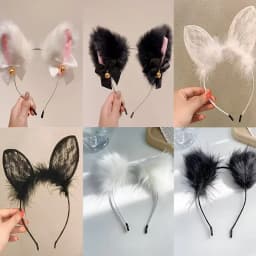 1/6/10pcs Plush Bell Cat Ear Headband for Women Fashion Girls Headband Party Cosplay Hair Band Hair Accessories