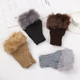 Winter Half Finger Elastic Thicken Warm Warm Mittens Knitted Gloves Faux Rabbit Hair Gloves