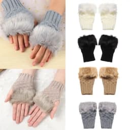 Winter Half Finger Elastic Thicken Warm Warm Mittens Knitted Gloves Faux Rabbit Hair Gloves